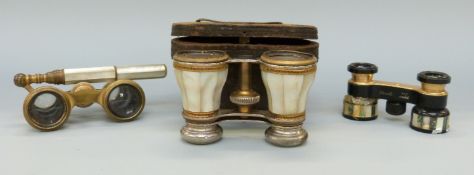 Three pairs of mother of pearl opera glasses