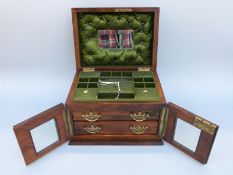 A late 19thC inlaid walnut jewellery box with fitted interior,