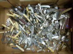 A quantity of cutlery/flatware including hallmarked silver handled,