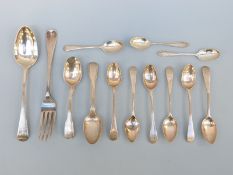 A collection of Georgian and later hallmarked silver cutlery including a set of six Georgian