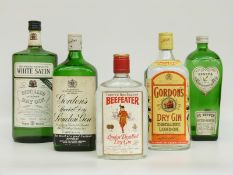 Four bottles of gin including Sir Robert Burnetts White Satin 1 litre 37.