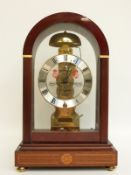 A Sewills four glass mahogany skeleton mantel clock,