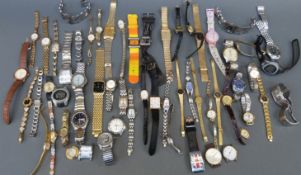Fifty-eight various ladies and gentleman's wristwatches.