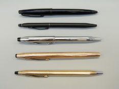 Five various Cross ballpoint pens