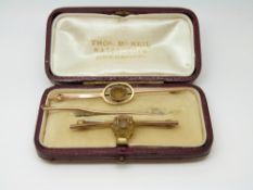 Two 9ct gold brooches set with citrine