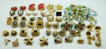A collection of costume jewellery earrings including a pair by Nina Ricci