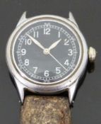 Bulova A11 gentleman's stainless steel military wristwatch with white hands and Arabic numerals and