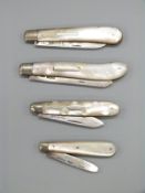 Four mother of pearl handled,