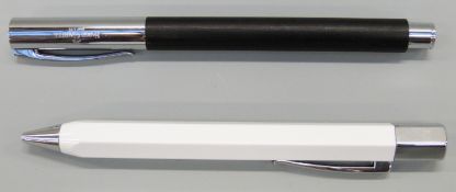 Two Faber Castell pens Ambition fountain pen with black ash barrel chrome cap,
