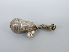 An exceptionally rare early 17thC white metal pendant vinaigrette with screw top and attached acorn