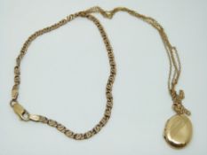 A 9ct gold bracelet, a 9ct gold chain (5.