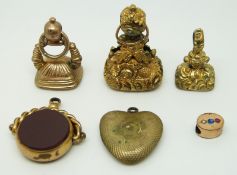 Three Victorian seals set with intaglios,