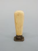 A George V hallmarked silver and ivory seal, London 1918 maker Sampson Mordan & Co., length 5.
