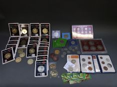 A collection of medal coins,