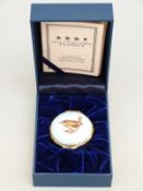 Halcyon Days Enamels limited edition enamel box 'The Wren' set in presentation case with velvet bag,