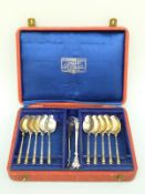 A cased set of ten French white metal teaspoons with nips, Paris silver marks,