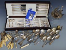 A cased set of Newbridge Monagh silver plated cutlery, further plated cutlery and egg set etc.