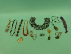 Agate and amethyst necklaces,