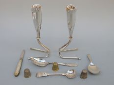 A modern hallmarked silver caddy spoon, Newcastle hallmarked silver salt spoon, further spoon,
