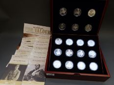 Royal Mint Victoria Cross Silver Proof Collection comprising 18 coins in deluxe display case with