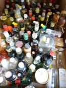 Approximately 100 alcohol miniatures including whisky, port, gin,
