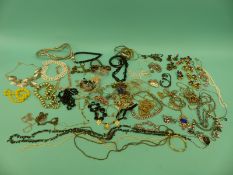 A collection of costume jewellery including necklaces,