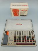 Rotring cased calligraphy set and a boxed pen cleaning unit