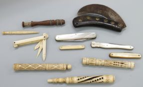 A Turkish folding knife, fruit knives,