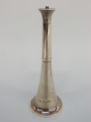 A George V novelty hallmarked silver table lighter in the form of a hunting horn, London 1935,