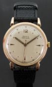 Doxa 14ct gold Art Deco style gentleman's automatic wristwatch with two tone hands and markers and