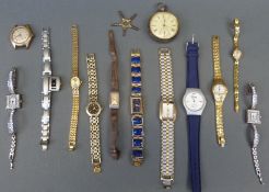 Thirteen ladies and gentlemen's wrist and pocket watches including a hallmarked silver J B Joyce &