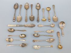 A quantity of hallmarked silver spoons including caddy spoon, London maker George Knight,