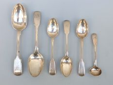 A quantity of mainly Victorian fiddle pattern hallmarked silver spoons, some Georgian,