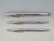 A set of three Cross pens / pencil comprising fountain pen,