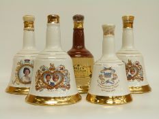 Five Bells Whisky bells comprising 4 x 75cl and one 50cl
