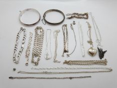 Ten silver necklaces,