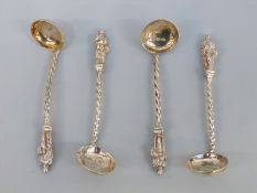 A set of four Victorian hallmarked silver apostle salt spoons of ladle form,