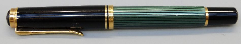 Pelikan M400 green striped ballpoint pen