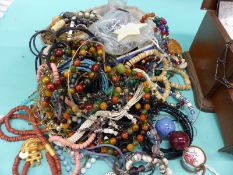 A quantity of costume jewellery including cameo brooch, white metal items, silver bracelet, watches,