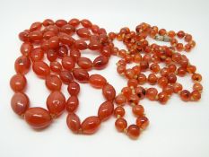 Two carnelian agate beaded necklaces