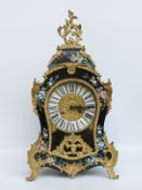 A contemporary mantel clock in 19thC French style in painted boulle style case with Oriental