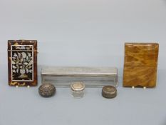 A long Victorian hallmarked silver lidded dressing table box, length 18cm,