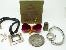 An 1845 Victorian crown, watch, thimble,