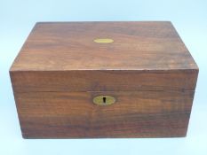 A 19thC mahogany writing slope with fitted interior and inset velvet writing surface,