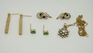 A pair of rectangular 9ct gold earrings,