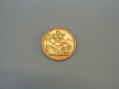An 1896 gold full sovereign, Melbourne Mint mark.