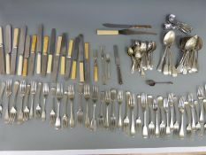 A quantity of silver plated cutlery and a Georgian hallmarked silver teaspoon