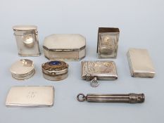 A 19thC engraved mother of pearl and white metal box, Georgian snuff box,