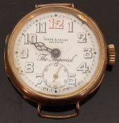 Cooke & Kelvey of Calcutta 9ct gold 'The Imperial' gentleman's wristwatch with subsidiary seconds