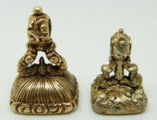 Two yellow metal Victorian seals